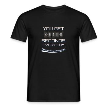 Jeden Tag 86400 Sekunden. Wir gemeinsam. Danke. - Männer T-Shirt - Schwarz - Vorne - AI Model Male 178 light (178cm)