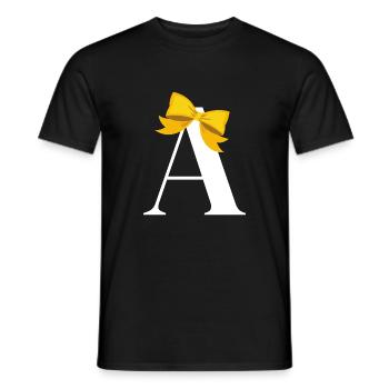 Yellow bow letter - Men's T-Shirt - black - Front - AI Model Male 178 light (178cm)