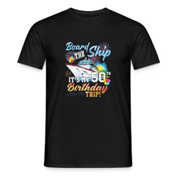 Celebrating 50th Birthday with a Cruise Adventure - Men's T-Shirt - black - Front - AI Model Male 178 light (178cm)