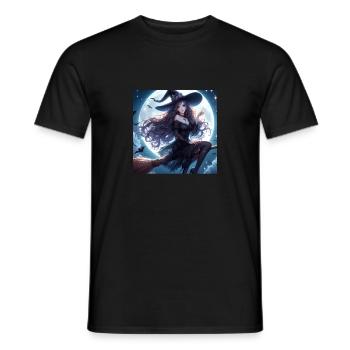 Halloween Hexe im Anime-Style - Männer T-Shirt - Schwarz - Vorne - AI Model Male 178 light (178cm)