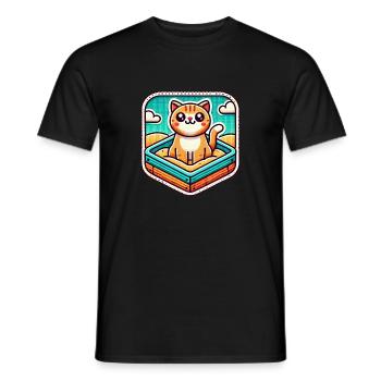 Cute Cat sitting in the sandbox - Men's T-Shirt - black - Front - AI Model Male 178 light (178cm)