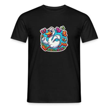 Silly Goose scares away the butterflies - Men's T-Shirt - black - Front - AI Model Male 178 light (178cm)