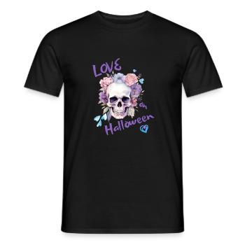 Love on Halloween, smiling skull, funny t-shirt - Men's T-Shirt - black - Front - AI Model Male 178 light (178cm)