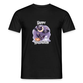Halloween – Happy Halloween Cute Bats - Men's T-Shirt - black - Front - AI Model Male 178 light (178cm)