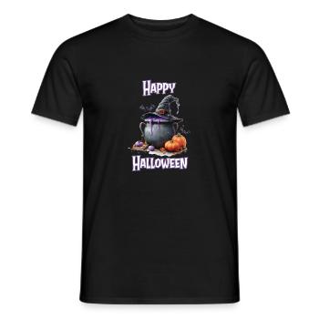 Halloween – Happy Halloween, Witch’s Kitchen, Chaudron de la sorcière - T-shirt homme - noir - Devant - AI Model Male 178 light (178cm)