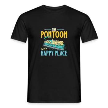 The Pontoon Is My Happy Place - Boating Lover - Men's T-Shirt - black - Front - AI Model Male 178 light (178cm)