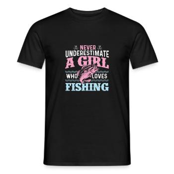 Unterschätzen Sie niemals ein Mädchen, das das Angeln liebt - Männer T-Shirt - Schwarz - Vorne - AI Model Male 178 light (178cm)