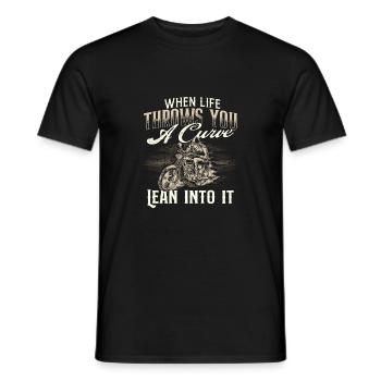 When Life Throws You A Curve Lean Into It Biker - Men's T-Shirt - black - Front - AI Model Male 178 light (178cm)