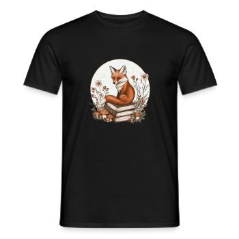 Cottagecore Renard avec des livres - T-shirt homme - noir - Devant - AI Model Male 178 light (178cm)