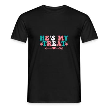 Il est mon régal - Design d’Halloween mignon pour les couples - T-shirt homme - noir - Devant - AI Model Male 178 light (178cm)
