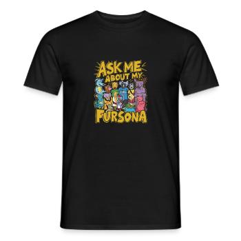 Ask me about my fursona - Men's T-Shirt - black - Front - AI Model Male 178 light (178cm)