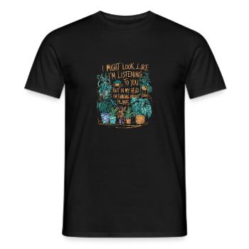 Dans mes pensées avec mes plantes - T-shirt homme - noir - Devant - AI Model Male 178 light (178cm)