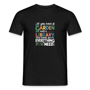 Jardin et bibliothèque – tout ce dont vous avez besoin - T-shirt homme - noir - Devant - AI Model Male 178 light (178cm)