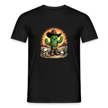KAKTUS COWBOY - Männer T-Shirt - Schwarz - Vorne - AI Model Male 178 light (178cm)