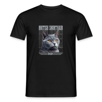 British Shorthair Dad Cat Kitten Father - Männer T-Shirt - Schwarz - Vorne - AI Model Male 178 light (178cm)