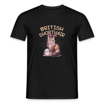 British Shorthair Maman Chat Chaton Mère - T-shirt homme - noir - Devant - AI Model Male 178 light (178cm)