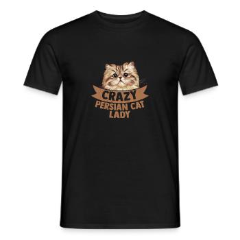 Crazy Persian Cat Lady Mother Kitten Cat - Männer T-Shirt - Schwarz - Vorne - AI Model Male 178 light (178cm)