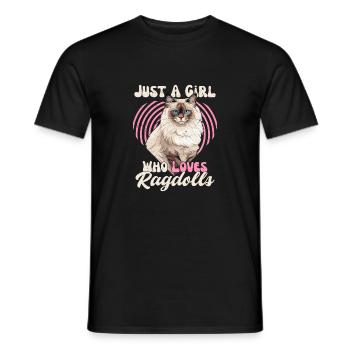 Just A Girl Who Loves Ragdolls Mother Kitten Cat - Männer T-Shirt - Schwarz - Vorne - AI Model Male 178 light (178cm)