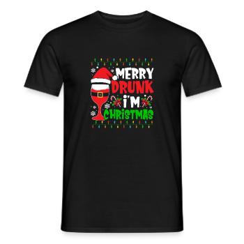 Merry Drunk I'm Christmas Wine Beer Spirit - Männer T-Shirt - Schwarz - Vorne - AI Model Male 178 light (178cm)