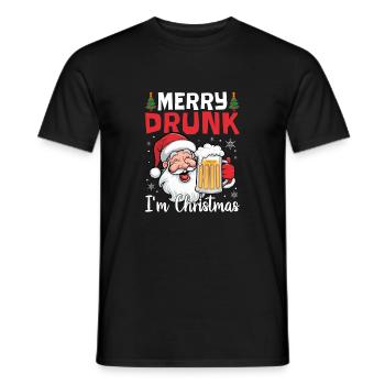 Merry Drunk I'm Christmas Spirit Wine Beer - Männer T-Shirt - Schwarz - Vorne - AI Model Male 178 light (178cm)