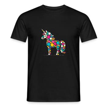 Colorful Unicorn Fun Children School Spotty - Men's T-Shirt - black - Front - AI Model Male 178 light (178cm)