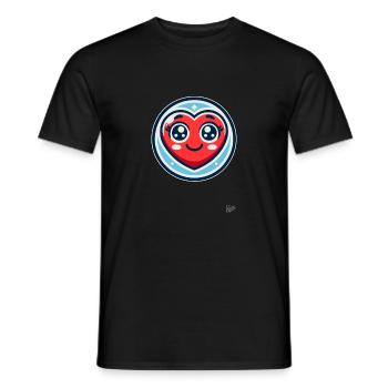 Smiling heart with kawaii eyes - Men's T-Shirt - black - Front - AI Model Male 178 light (178cm)
