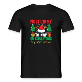 Most Likely To Nap On Christmas Holiday Sleep - Men's T-Shirt - black - Front - AI Model Male 178 light (178cm)