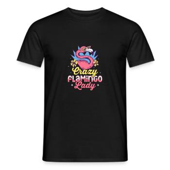 Crazy Flamingo Lady Cute Pink Bird - Men's T-Shirt - black - Front - AI Model Male 178 light (178cm)
