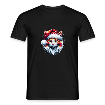 Polygon Design - Chat chat avec chapeau de Père Noël - T-shirt homme - noir - Devant - AI Model Male 178 light (178cm)