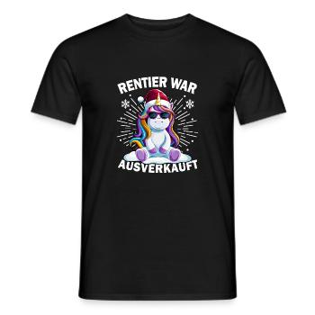 Reindeer was sold out Unicorn Christmas - Men's T-Shirt - black - Front - AI Model Male 178 light (178cm)