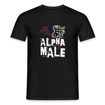 Alpha Einhorn - Süßer Teddy reitet auf Einhorn - Männer T-Shirt - Schwarz - Vorne - AI Model Male 178 light (178cm)