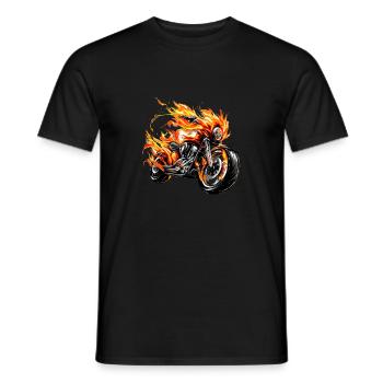 Motorcycle in flames - Men's T-Shirt - black - Front - AI Model Male 178 light (178cm)
