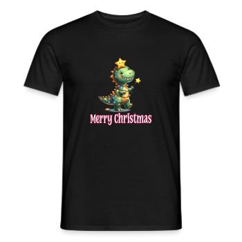 Mignon bébé dinosaure T-Rex Joyeux Noël - T-shirt homme - noir - Devant - AI Model Male 178 light (178cm)