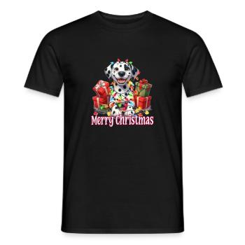 Mignon Noël Dalmatien Joyeux Noël - T-shirt homme - noir - Devant - AI Model Male 178 light (178cm)