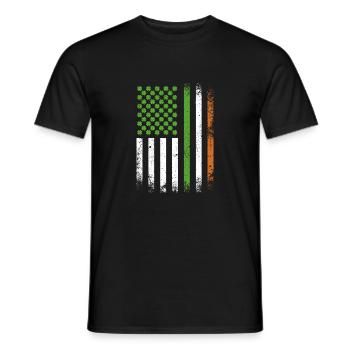 Patriotic Irish American Flag Ireland St. Patricks - Men's T-Shirt - black - Front - AI Model Male 178 light (178cm)