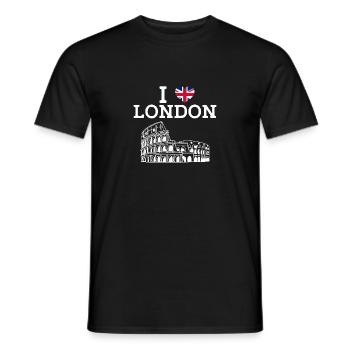 J’aime Londres Colisée Coeur Drapeau Angleterre Amant - T-shirt homme - noir - Devant - AI Model Male 178 light (178cm)