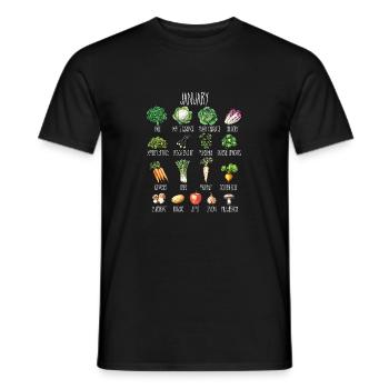 January seasonal vegetables and fruit collage - Men's T-Shirt - black - Front - AI Model Male 178 light (178cm)