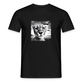 Guépard Funny Graphic Selfie avec des OVNI Étrange Alien - T-shirt homme - noir - Devant - AI Model Male 178 light (178cm)