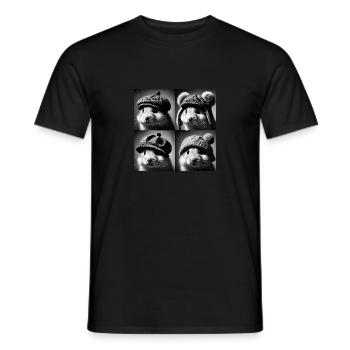 hamster Selfie Drôle Chapeaux Vintage Photo Shoot Anim - T-shirt homme - noir - Devant - AI Model Male 178 light (178cm)