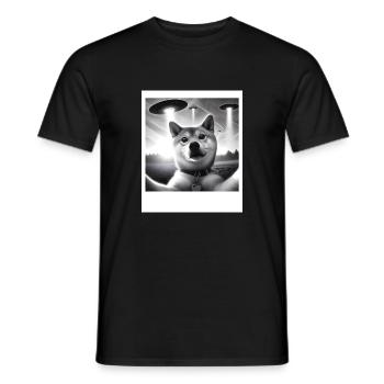 Shiba Inu Dog Dad Mom Funny Graphic Selfie UFOs We - Men's T-Shirt - black - Front - AI Model Male 178 light (178cm)