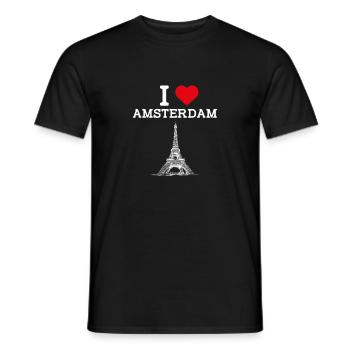 I love Amsterdam Niederlande Eiffelturm-Flagge - Männer T-Shirt - Schwarz - Vorne - AI Model Male 178 light (178cm)