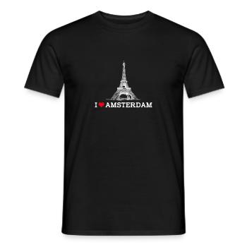 I Love Eiffel Tower Netherland Cool Amsterdam Flag - Men's T-Shirt - black - Front - AI Model Male 178 light (178cm)
