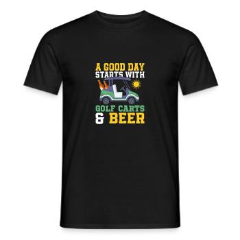Une bonne journée commence avec des voiturettes de golf et de la bière Golfer Ho - T-shirt homme - noir - Devant - AI Model Male 178 light (178cm)