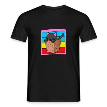 Katze in der Schachtel - Männer T-Shirt - Schwarz - Vorne - AI Model Male 178 light (178cm)
