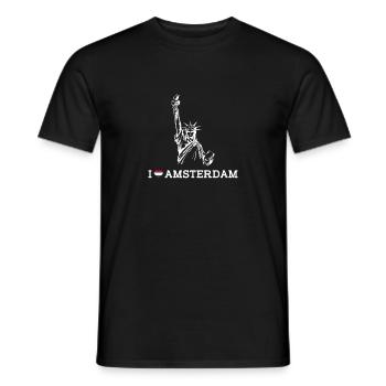 I love Amsterdam Niederlande Freiheitsstatue Wortspiel - Männer T-Shirt - Schwarz - Vorne - AI Model Male 178 light (178cm)