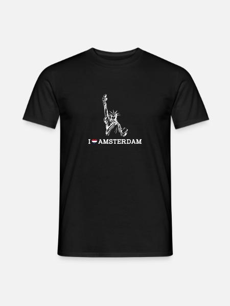Jeg elsker Amsterdam Hollandsk Frihedsgudinde Pun - Mænd T-shirt - sort
