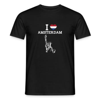 J’aime Amsterdam Cool Flag Statue De La Liberté Jeu De Mots - T-shirt homme - noir - Devant - AI Model Male 178 light (178cm)