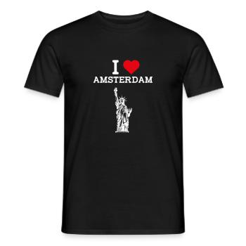 Ich liebe Amsterdam Cool Heart Flagge Freiheitsstatue - Männer T-Shirt - Schwarz - Vorne - AI Model Male 178 light (178cm)