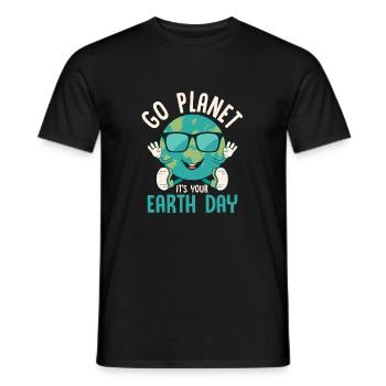 Go Planet It's Your Earth Day Environmental Planet - Men's T-Shirt - black - Front - AI Model Male 178 light (178cm)