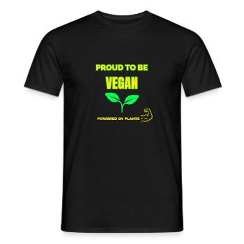 Proud to be Vegan, Powered by plants - Männer T-Shirt - Schwarz - Vorne - AI Model Male 178 light (178cm)